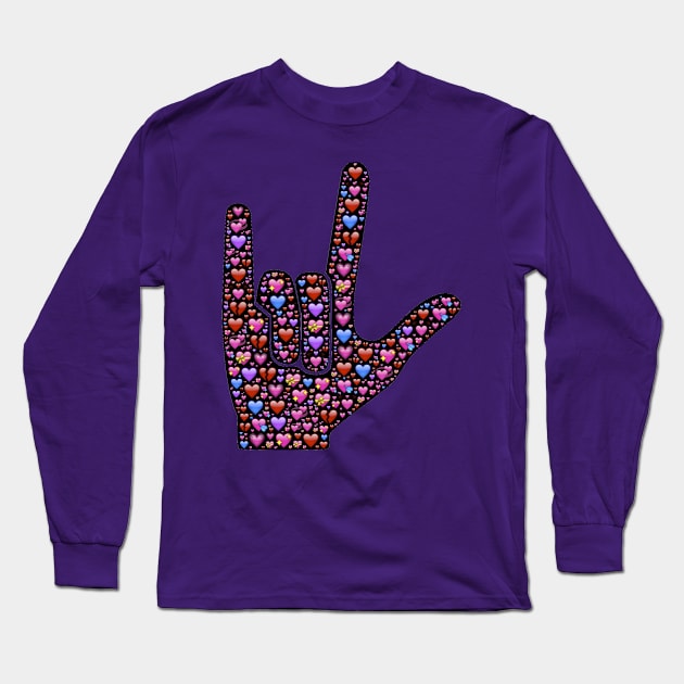 "I Love You" American Sign Language T-shirt Long Sleeve T-Shirt by RandyRaePrints